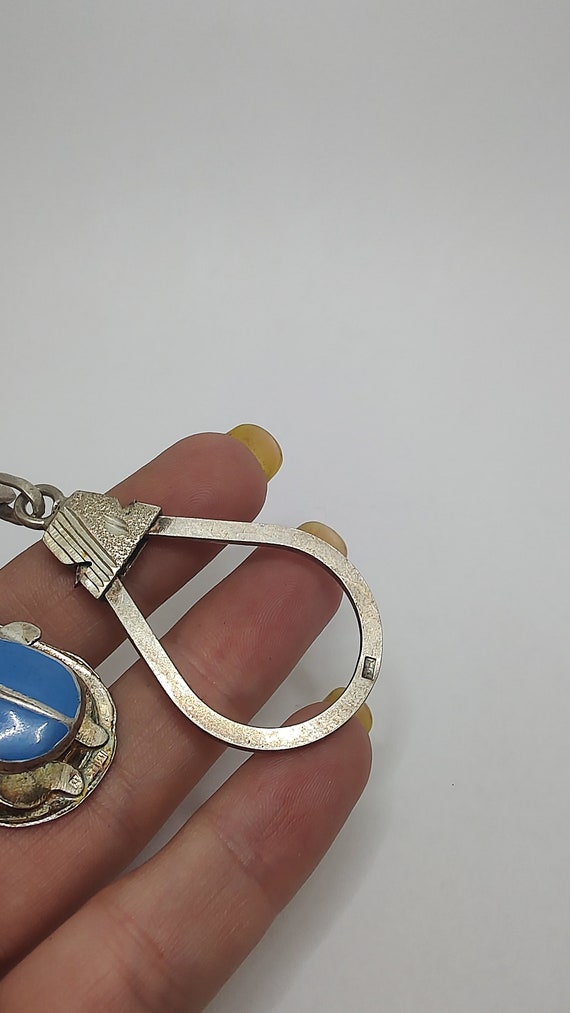 ヴィンテージ スターリングシルバー エジプト スカラベ キーチェーン