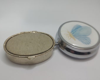 2 Vintage Pillendose, kleine Metallbox