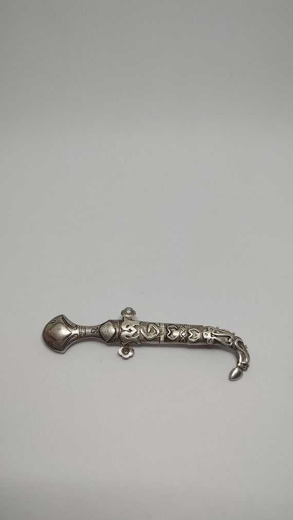 Antique  Solid Silver Dagger Sword Pin Brooch - image 4