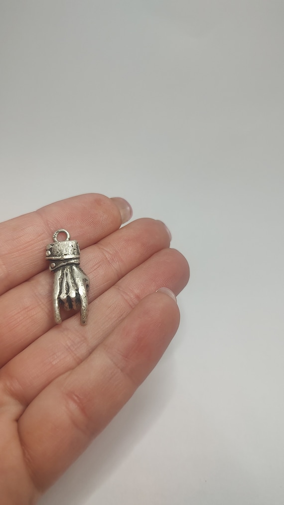 Vintage Antique Brasil Silver Figa Protection Amulet Charm Pendant