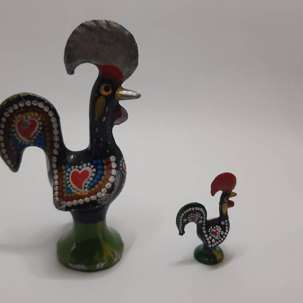 Paire de figurines portugaises de coq porte-bonheur