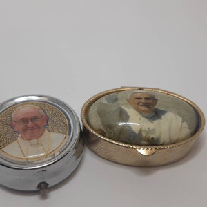2Religious pill box,metal snuff pill box,vintage pill box