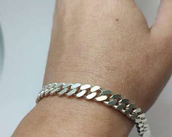 Signed  heavy sterling silver unisex chain bracelet