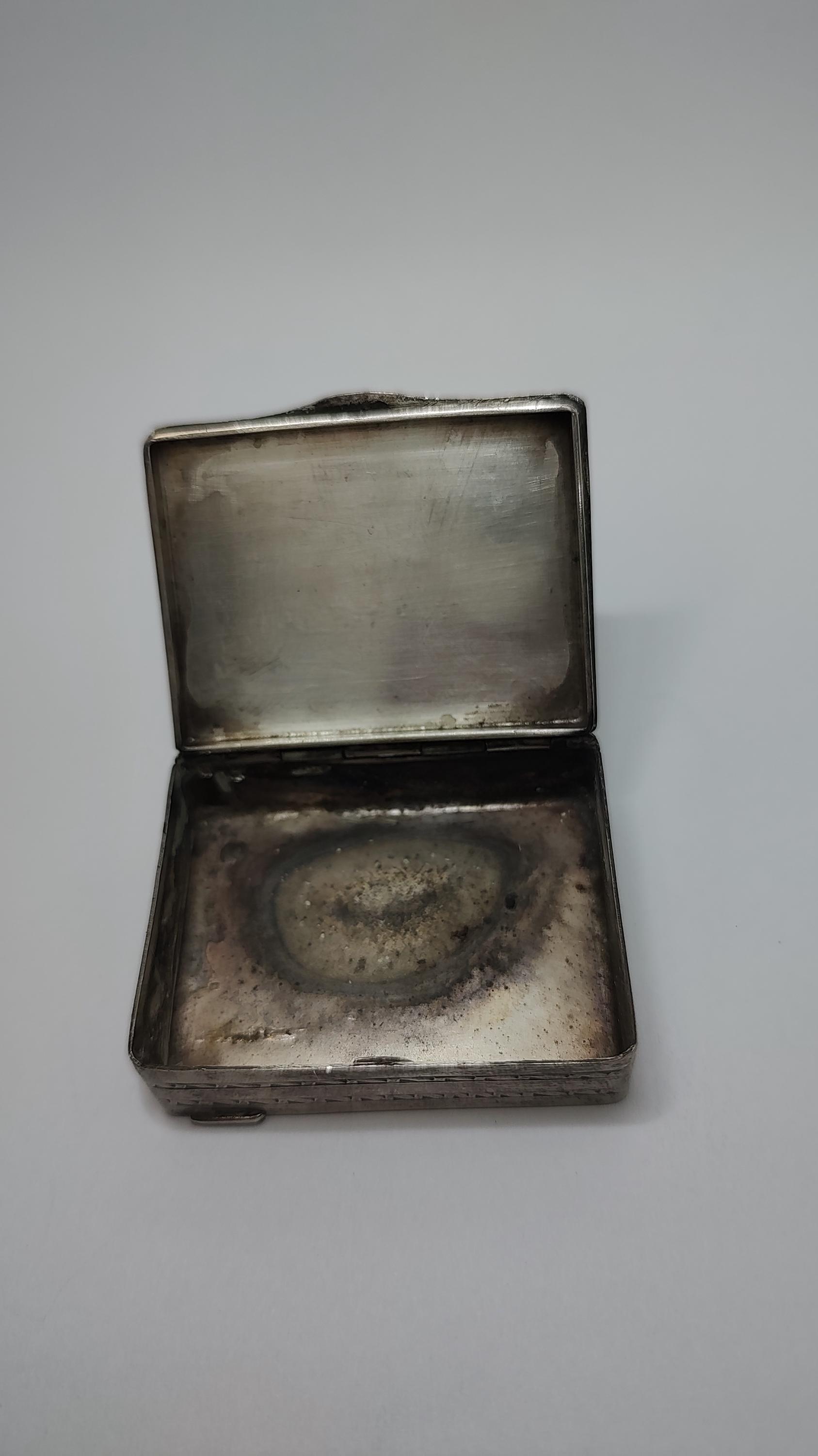 Vintage ALBO825 Snuff Pill Box アルボ825 Rare Art Deco Solid Silver Pill Snuff Box,800 Silver