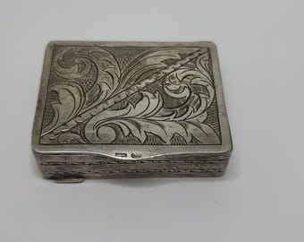 Rare Art Deco Solid Silver Pill Snuff Box,800 Silver