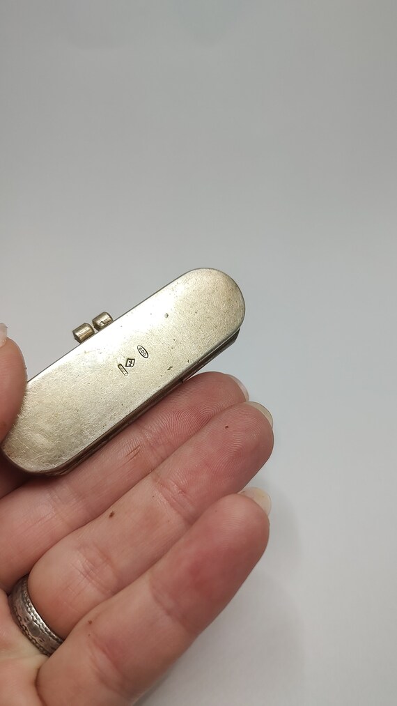 Art Nouveau Signed 800 silver pill  box,rare flor… - image 3