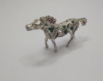 Vintage 銀製　動物のフィギュリン　ADAC　スターリングシルバー Vintage Chinese Gilt Filigree Silver & Enamel Birds Of