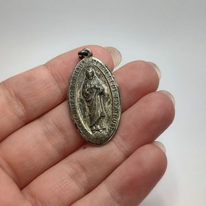 vintage catholique sacré-coeur de jésus notre dame mont carmel en argent sterling pendentif médaille