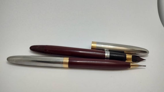Vintage Sheaffer Fountain Pen With 14k Gold Nib and Retracting Pencil Set - Etsy Vintage Sheaffer Fountain Pen With 14k Gold Nib and Retracting Pencil Set - Etsy