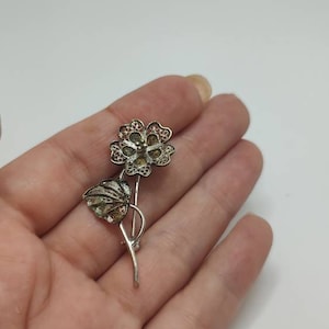 Antique 800 Silver Flower Brooch Pin