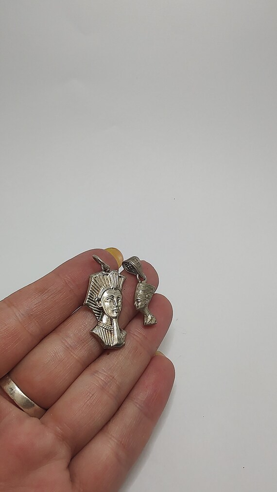 Set Vintage Egyptian solid silver Pharoah Neferti… - image 4