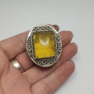 Rare Vintage 925 sterling silver  and Citrine snuff pill box,Vintage Sterling Silver Pill Box, silver Snuff Box, Small Pill Organizer