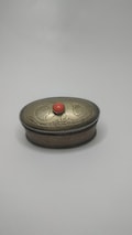 Vintage Berber Metal Pill Box: Ornate Coral Gemstone Snuff Box product logo