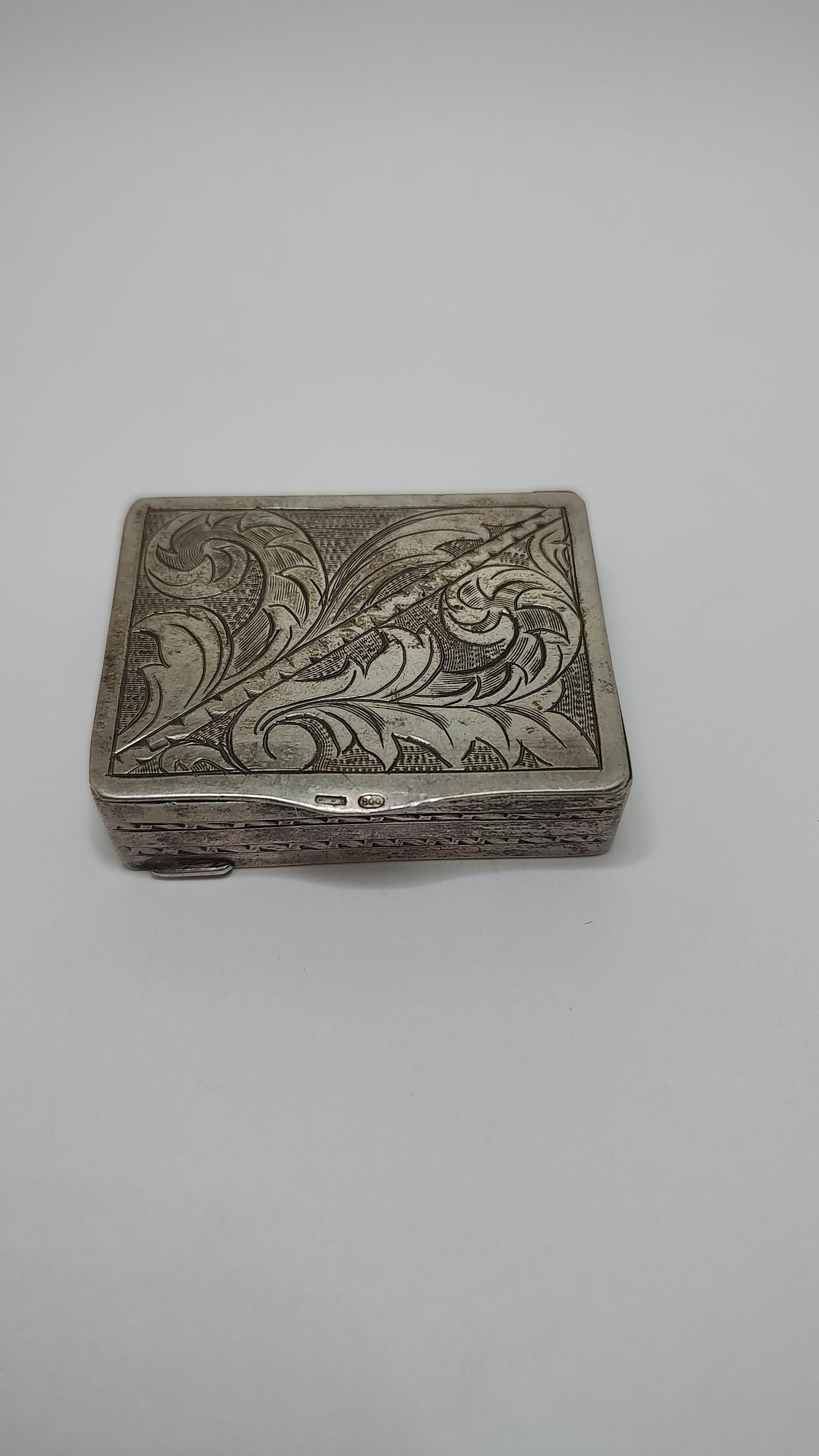 Vintage ALBO825 Snuff Pill Box アルボ825 Rare Art Deco Solid Silver Pill Snuff Box,800 Silver