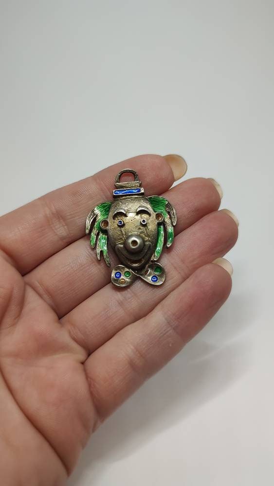 Antique 800 silver Sterling Silver Clown Figure Pendant