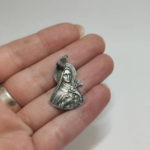 Antieke massief zilveren Franse Franse Sint-Thérèse-medaillehanger