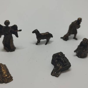 Vintage religious scene miniature,religious metal brass figurines set