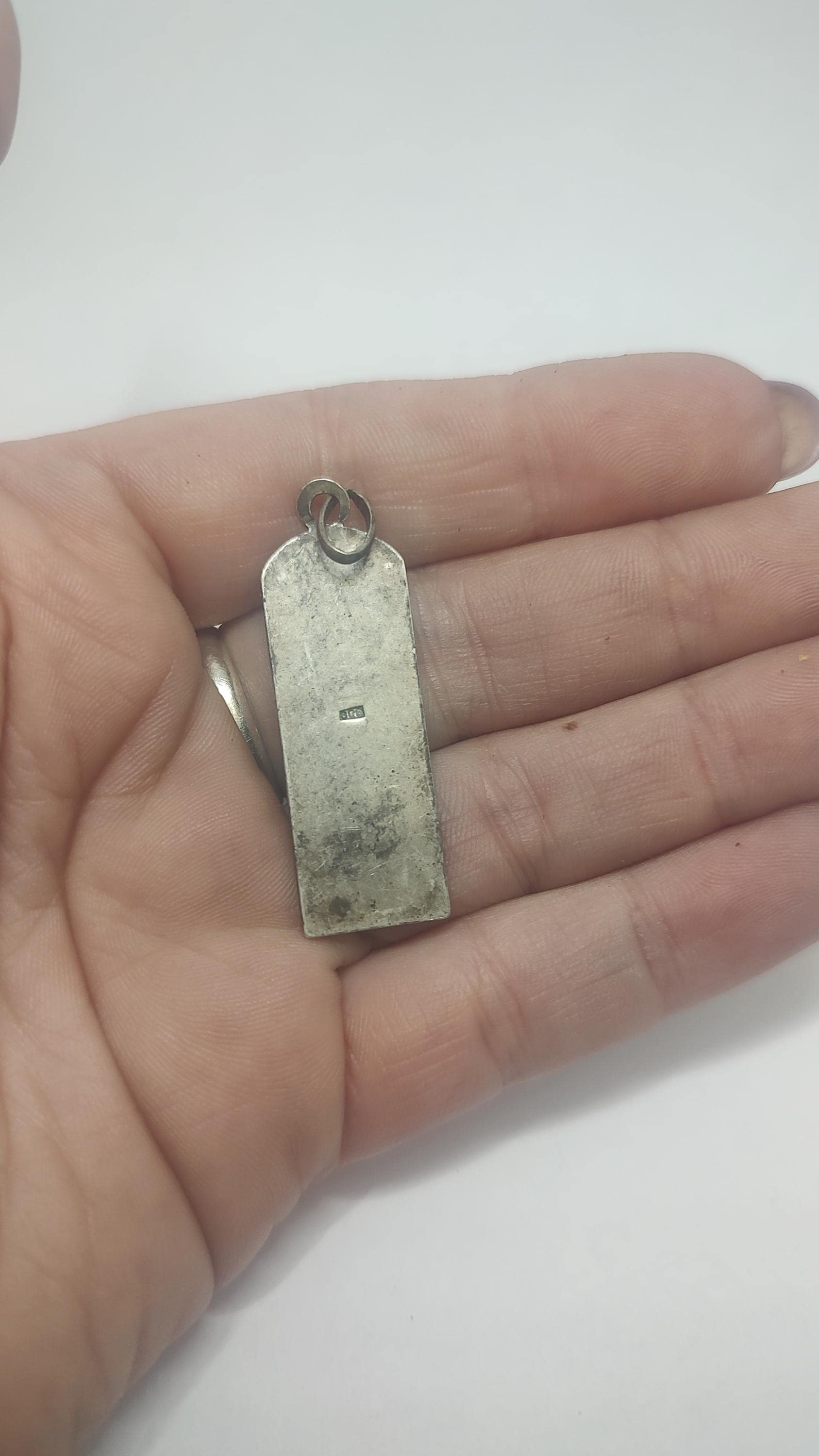 Pendentif Ancien En Argent Massif 925 - Breloque Religieuse Vierge - Occasion