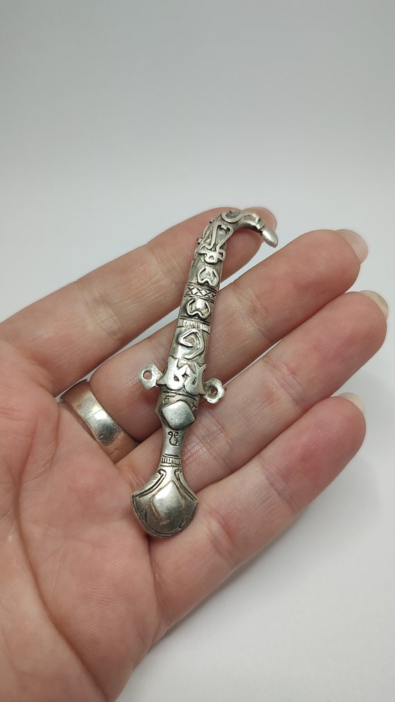 Antique  Solid Silver Dagger Sword Pin Brooch - image 1
