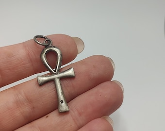 Colgante de cruz Ankh en plata de ley maciza 925. Joyería egipcia unisex de vida eterna. - España