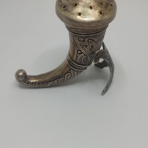 Vintage Rino Greggio .800 Silver Salt Pepper Shaker: Italian Horn Shape