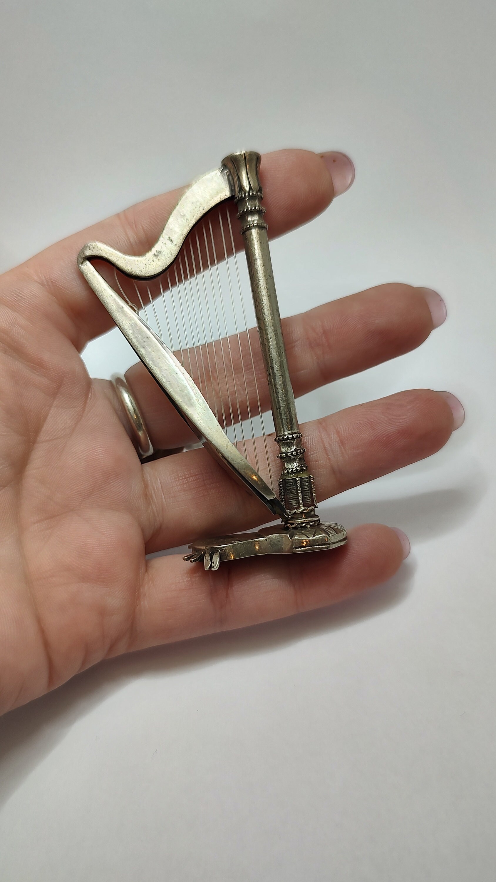 Collana Arpa In Argento Sterling 925 Con Ciondolo Strumento Musicale: Gioiello Per Musicisti
