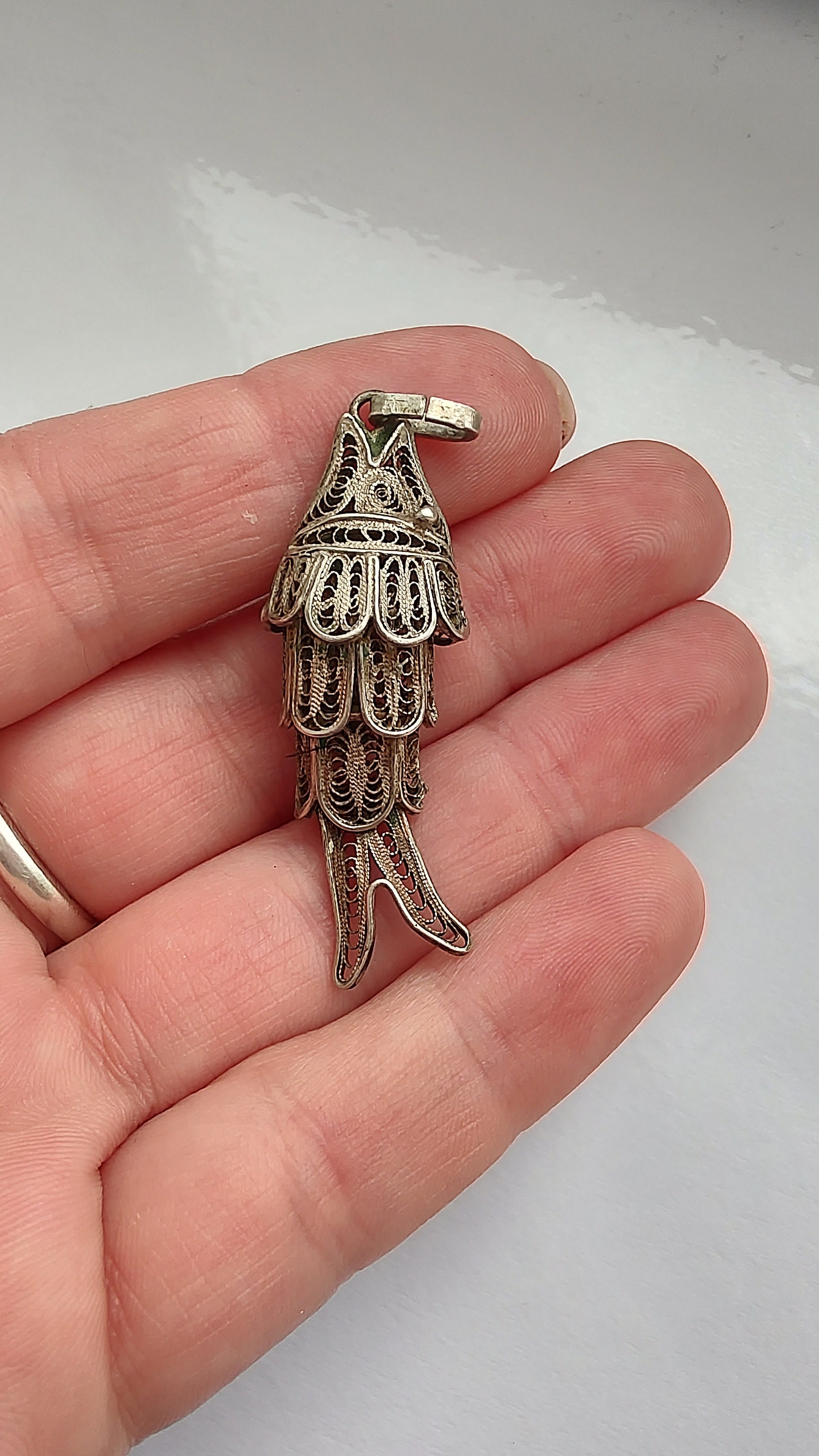 アンティーク ANTIQUE フィリグリー 純銀 フィッシュ 「魚」 ペンダント アンティーク ANTIQUE フィリグリー 純銀 フィッシュ 「魚