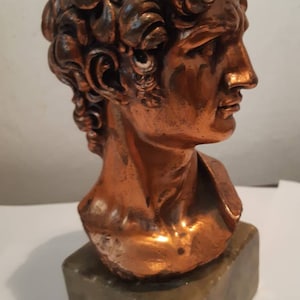 Large David Michelangelo head sculpture,Realistic David sculpture, Signed Michelangelo Bust