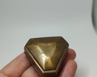 Antike Massivem Messing Pillendose Kleine Vintage Trinket Box Kompakte Taschentasche