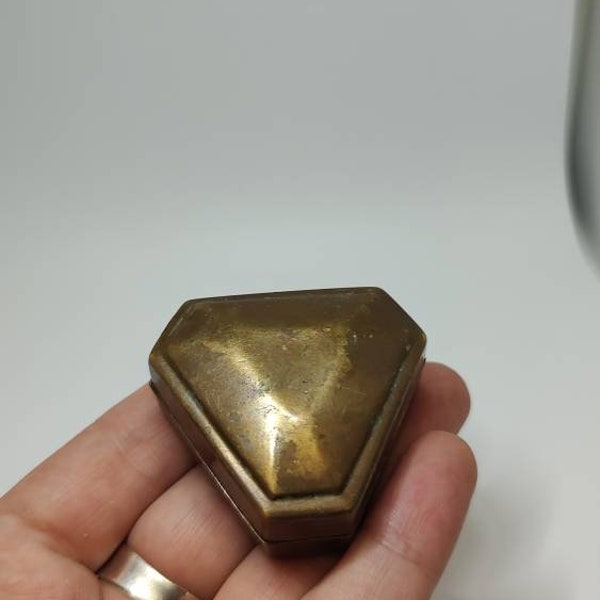 True Antique solid  brass  pill box