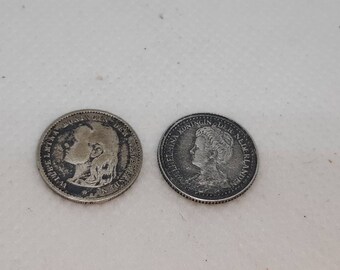 た*き様 1910年オランダ 10セント銀貨　　ウィルヘルミナ女王　ハイグレード オランダ銀貨10セント硬貨 1895年～1919年 ウィルヘルミナ