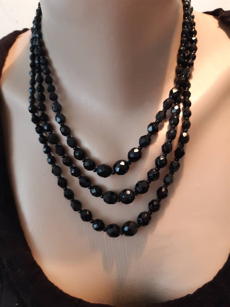Vintage Onyx with Bronze Clasp Necklace