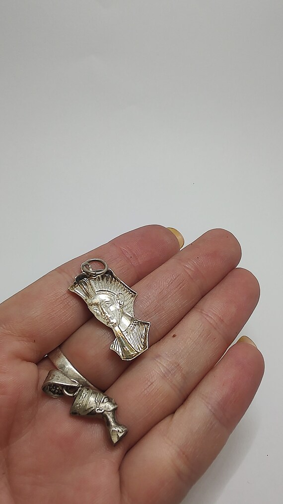 Set Vintage Egyptian solid silver Pharoah Neferti… - image 2