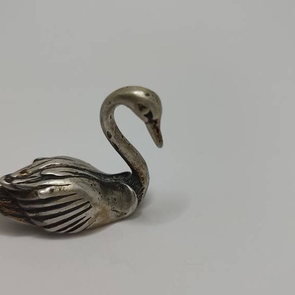 Hallmarked Swan 800 silver swan ,vintage solid silver miniature swan