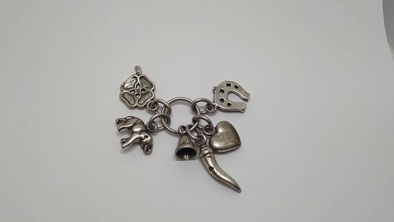 Antique Solid Silver Luck Charms Pendant: Clover,… - image 3