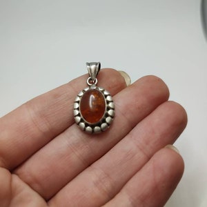 Vintage Sterling Silver amber pendant