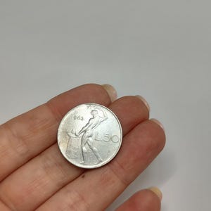 Vintage Italien 1962 50 Lire Münze, Italienische Republik, Volcano Münze, seltene Münze, 63 Jahre alt, Sammlerstück