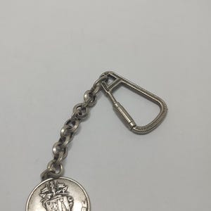 Portachiavi vintage in argento sterling con marchio di garanzia, portachiavi con medaglia in argento