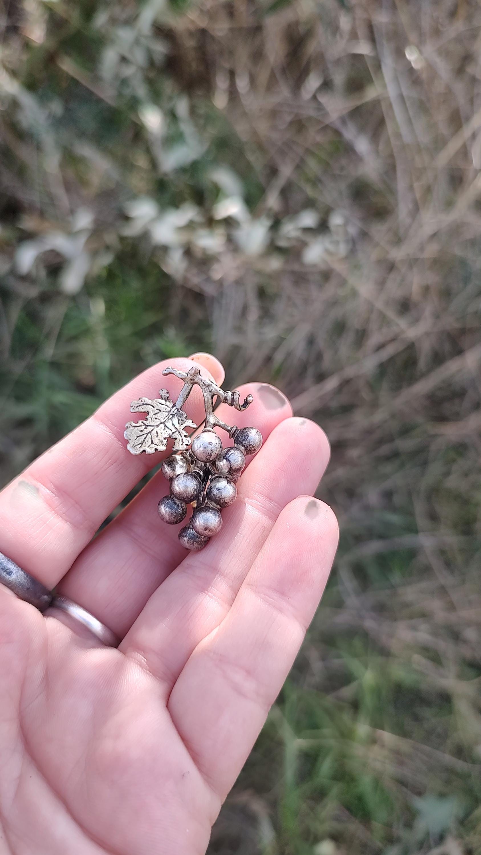 Vintage 800 Sterling Silver Grapes Ornament: Collectible Fruit