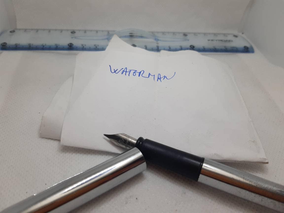 WATERMAN　　made in france WATERMAN CHROMED FOUNTAIN PEN BLUE INK M ADE IN FRANCE GREAT