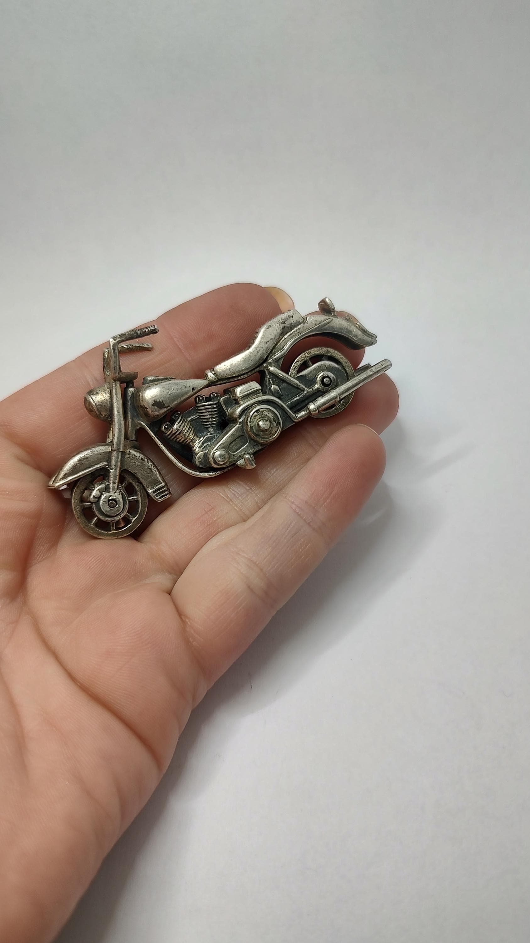 Medusa Oro Sterling Silver Motorcycle Ornament: Signed Italian 