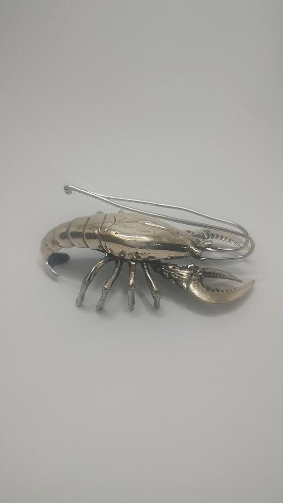 アンティーク ロブスター インテリア ヴィンテージスターリングシルバーのロブスター彫刻：サイン入り