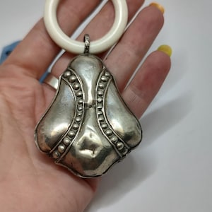 Antique solid silver rattling baby toy,sterling silver baby rattle toy