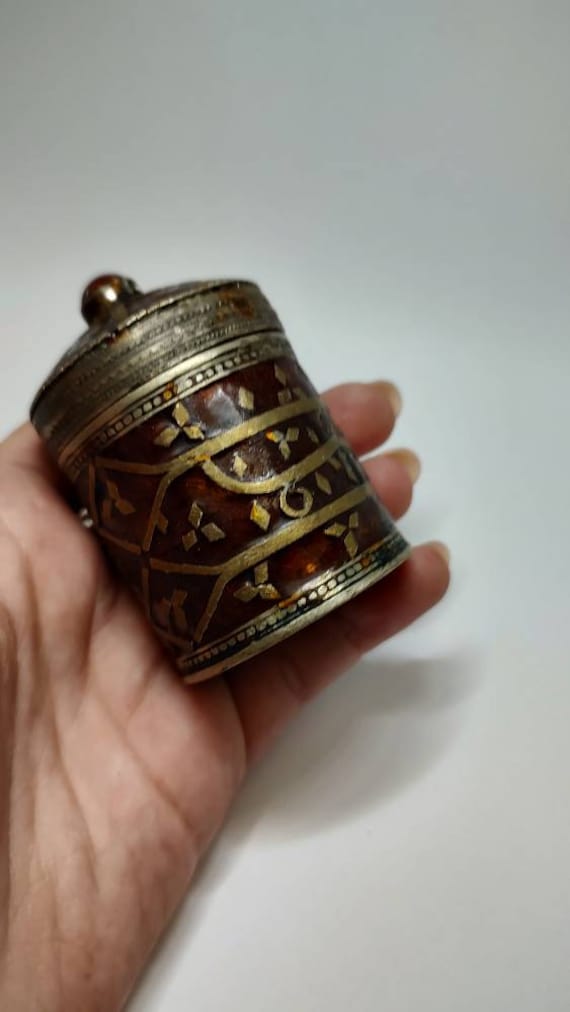 Antique Native american Solid Brass with gemstone… - image 2