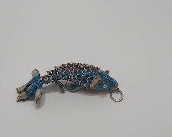 ヴィンテージ エナメル/七宝の大きな熱帯魚/フィッシュのチャーム