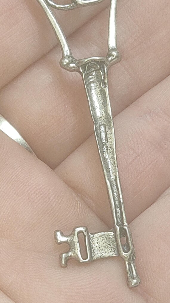 Signed large  key italian solid silver pendant Ke… - image 5