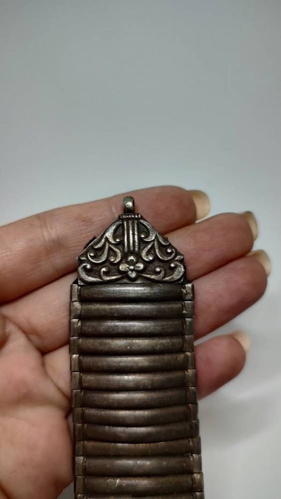 Vintage Indian Solid Silver Bracelet: Massive Cuf… - image 3