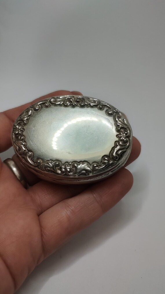 Rare hallmarked 800 solid silver oval italian flo… - image 3