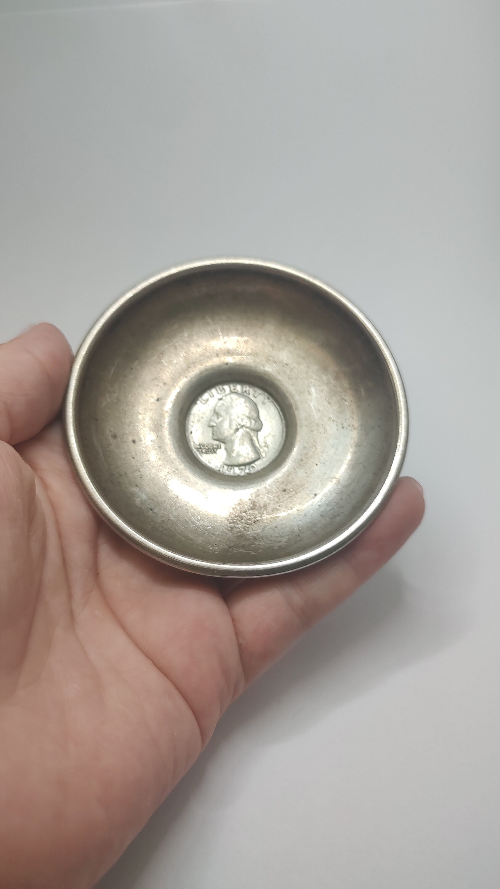 Vintage Sterling Silver Coin Pin Tray - 1970 Liberty Quarter
