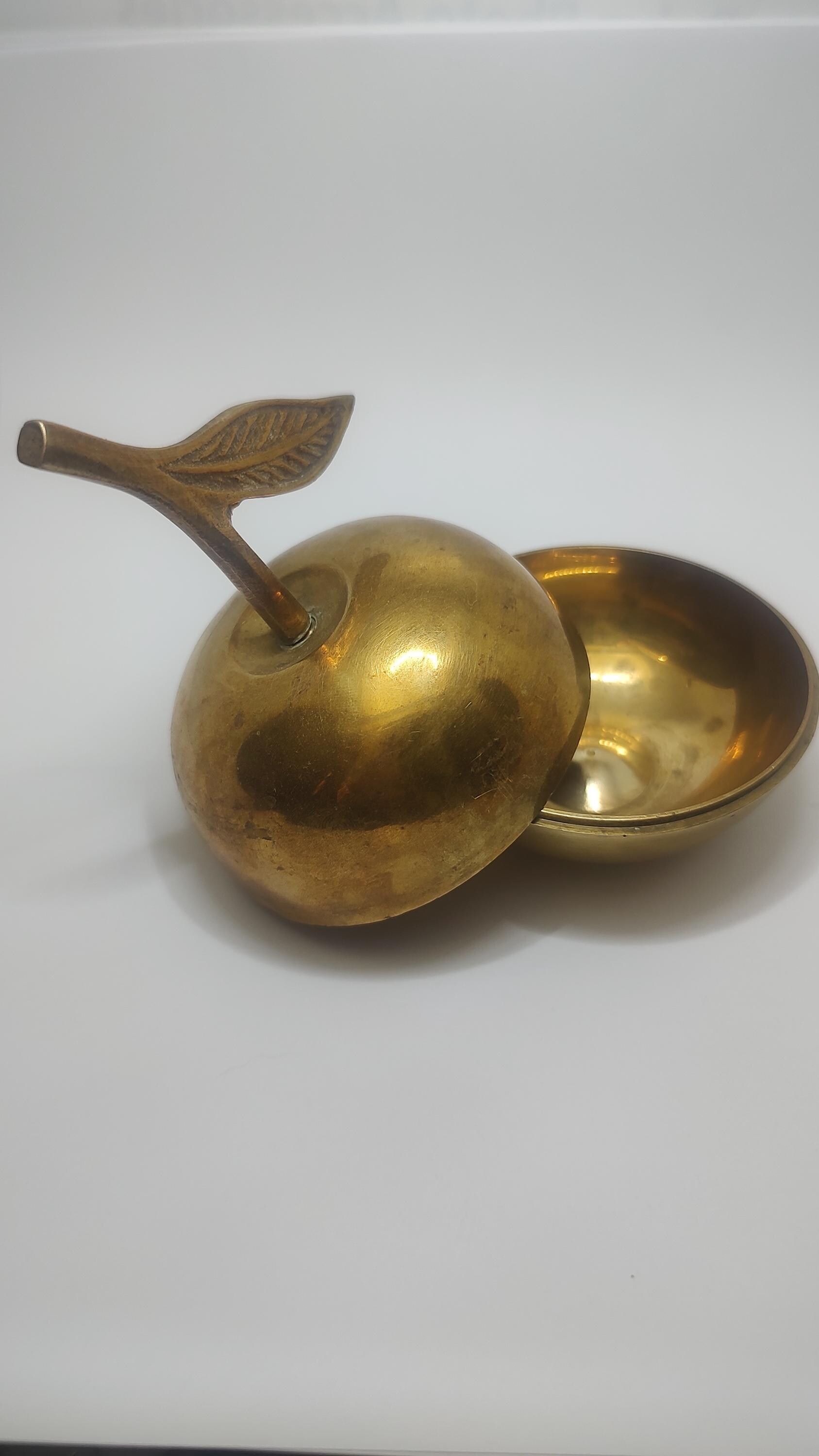 vintage Apple Trinket box,Golden Metal Apple Box